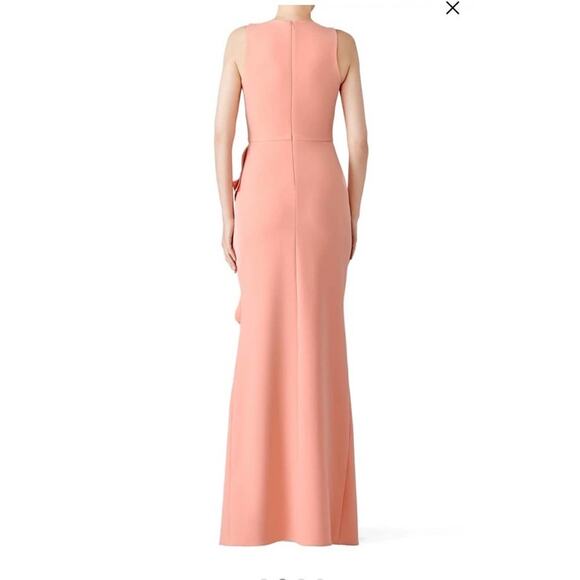 Parker Black Pink Madeline Ruffle sleeveless maxi Gown 6 - Picture 5 of 12